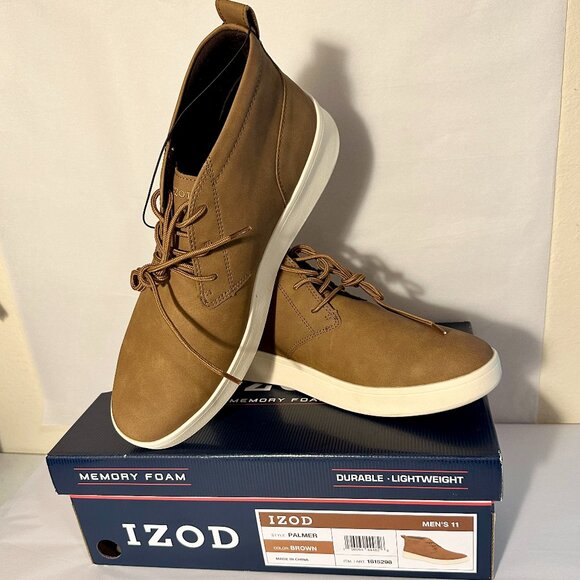 Izod Menโs Palmer Chukka Ankle Boot Size 11 Brown Memory Foam Lace Up Casual NEW - Picture 14 of 14